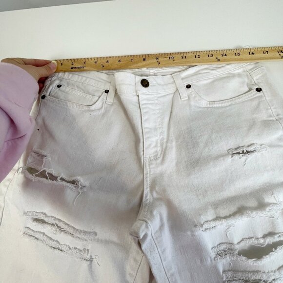 HEFT Distressed White Denim Shorts Size 36 Men’s Ripped Frayed Hem Jorts - Picture 4 of 9